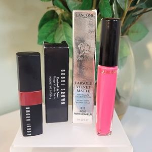 2pc BUNDLE LANCOME Labsolute Ve MATTE 313 Rose, Bobbie Brown Ruby 💄 Lipsticks